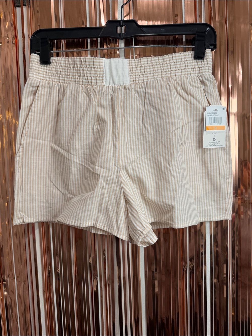 Hippie Rose Cream & White Striped Elastic Waist Athletic Shorts NEW S